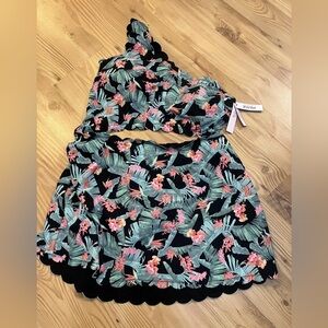 Victoria's Secret Swim One Piece Padded Off Shoulder Floral Swimsuit Skort  NWT